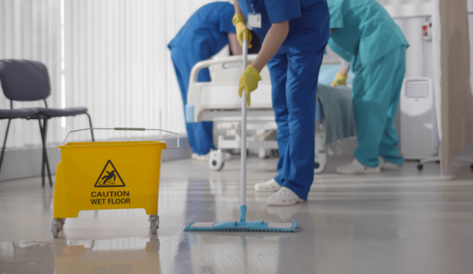 Expert cleaning hospital floor.