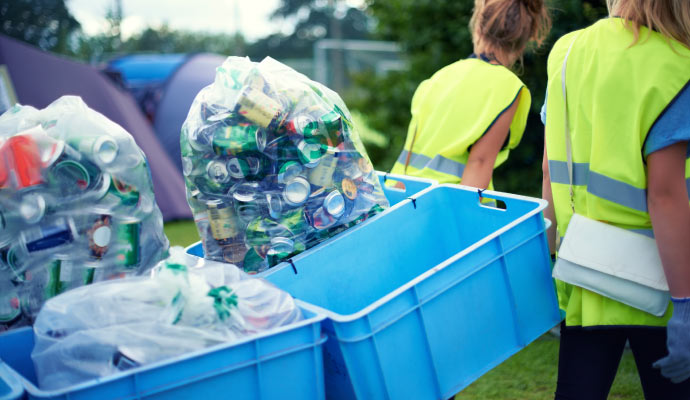 A team of experts is cleaning an event venue.